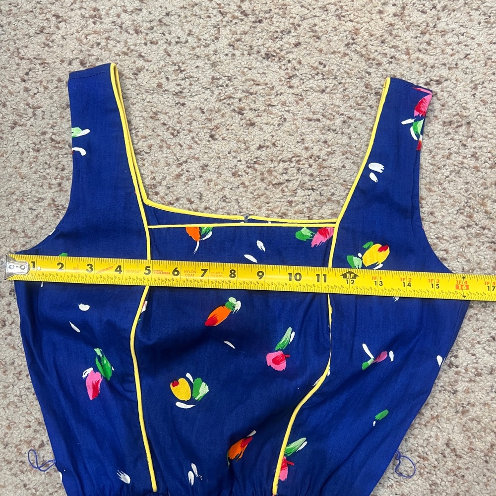 Sabino 80s Blue Floral novelty rockabilly Pockets Pin Up Glam Fit Flare dress‎ 8 - Picture 8 of 12